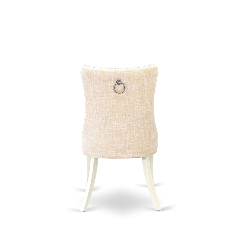 Pemberly Row Parson Dining Chair Set of 2 in Light Beige Linen Upholstery
