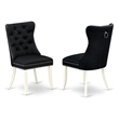Pemberly Row Parson Dining Chair Set of 2 in Black Linen Upholstery