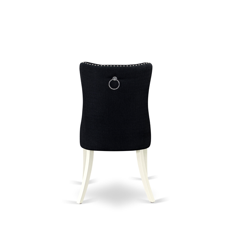 Pemberly Row Parson Dining Chair Set of 2 in Black Linen Upholstery