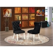 Pemberly Row Parson Dining Chair Set of 2 in Black Linen Upholstery