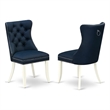 Pemberly Row Parson Dining Chair Set of 2 in Navy Blue Faux Leather