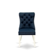 Pemberly Row Parson Dining Chair Set of 2 in Navy Blue Faux Leather