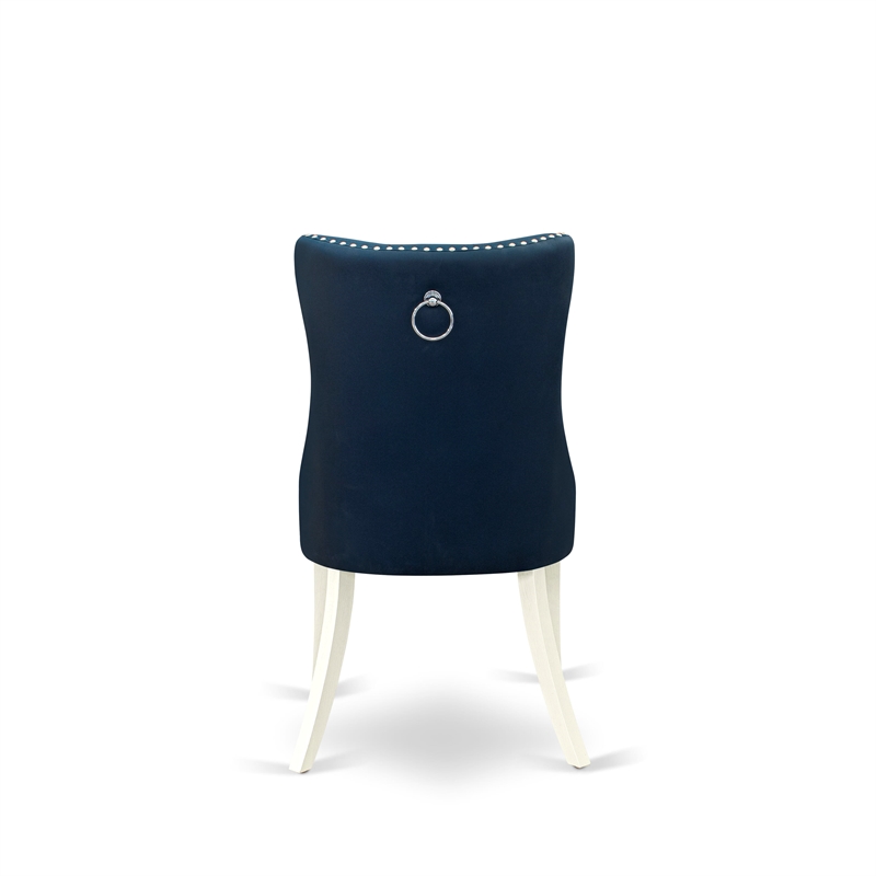 Pemberly Row Parson Dining Chair Set of 2 in Navy Blue Faux Leather