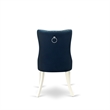 Pemberly Row Parson Dining Chair Set of 2 in Navy Blue Faux Leather