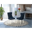 Pemberly Row Parson Dining Chair Set of 2 in Navy Blue Faux Leather