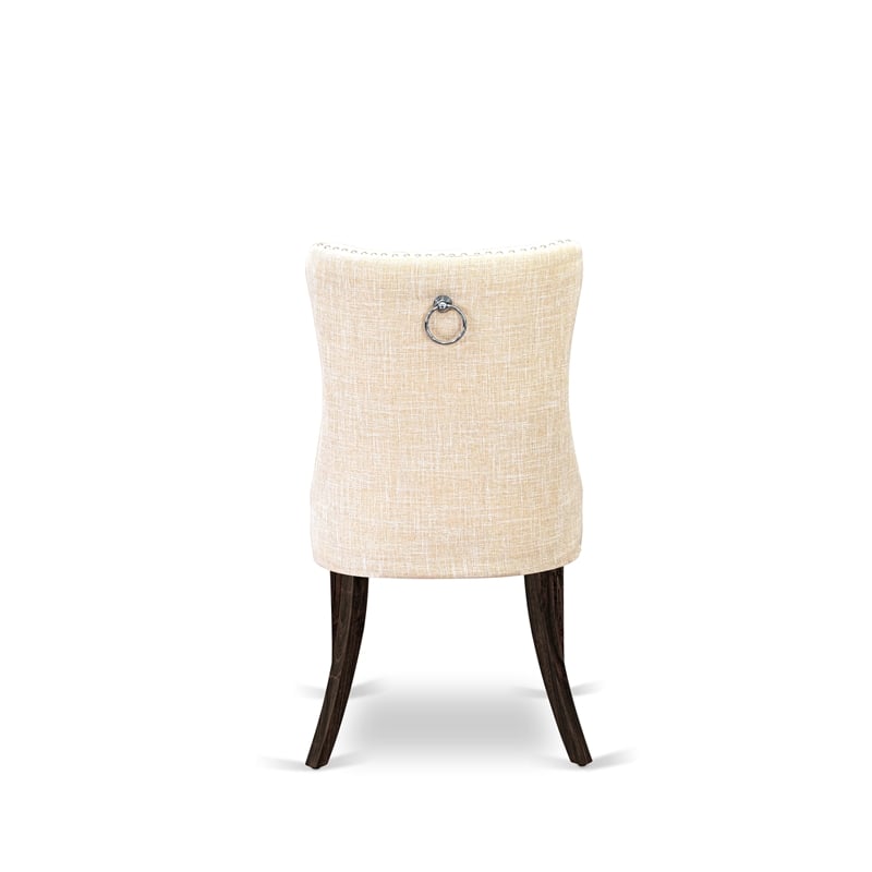 Pemberly Row Parson Dining Chair Set of 2 in Light Beige Acacia Wood