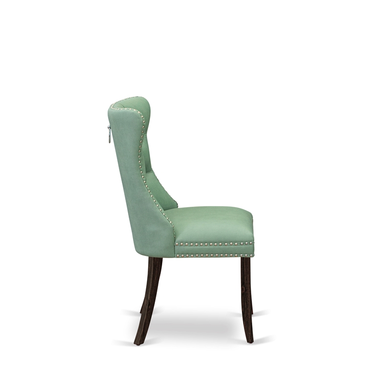 Pemberly Row Faux Leather Parson Dining Chair Willow Green Set of 2