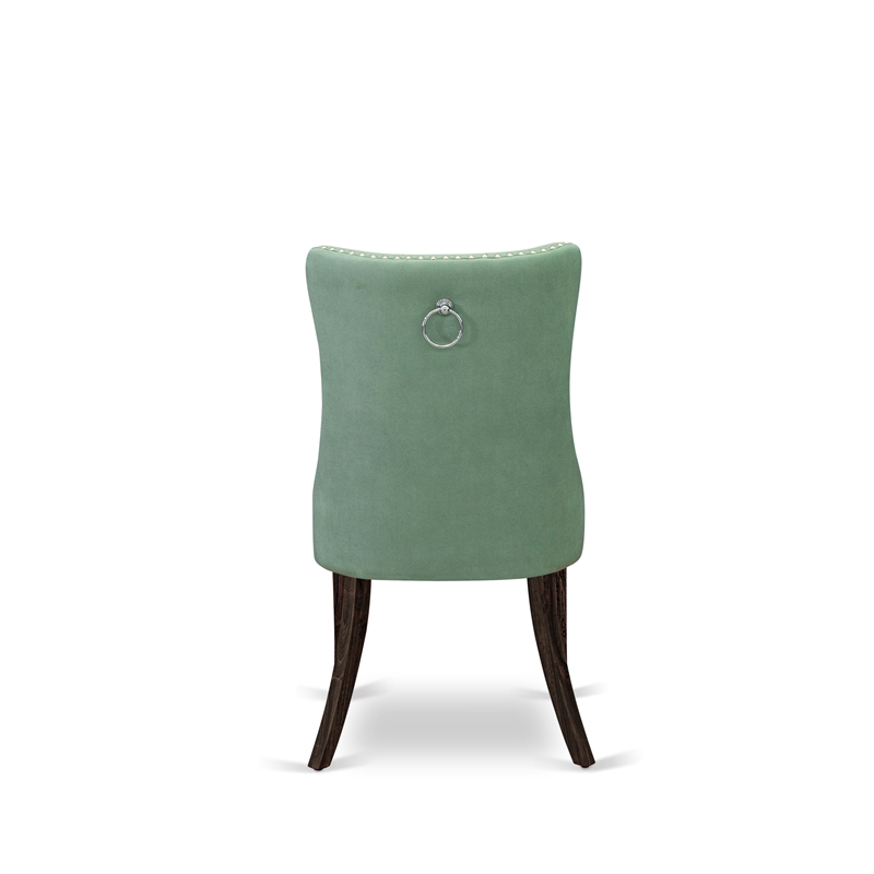 Pemberly Row Faux Leather Parson Dining Chair Willow Green Set of 2