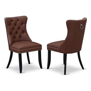 Pemberly Row Faux Leather Parson Dining Chair Burgundy Set of 2