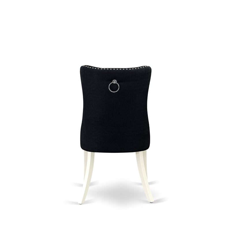 Pemberly Row 5-Piece Dining Set with Black Linen Fabric Chairs in White