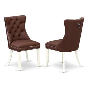 Pemberly Row Faux Leather Parson Dining Chair in Burgundy (Set of 2)