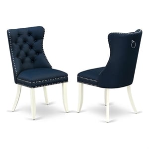 Pemberly Row Faux Leather Parson Dining Chair in Navy Blue (Set of 2)