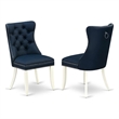 Pemberly Row Faux Leather Parson Dining Chair in Navy Blue (Set of 2)