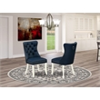 Pemberly Row Faux Leather Parson Dining Chair in Navy Blue (Set of 2)