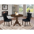 Pemberly Row 3-Piece Dinette Set with Pedestal Table in Walnut and Black