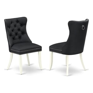 Pemberly Row Faux Leather Parson Dining Chair in Dark Gray (Set of 2)