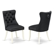Pemberly Row Faux Leather Parson Dining Chair in Dark Gray (Set of 2)