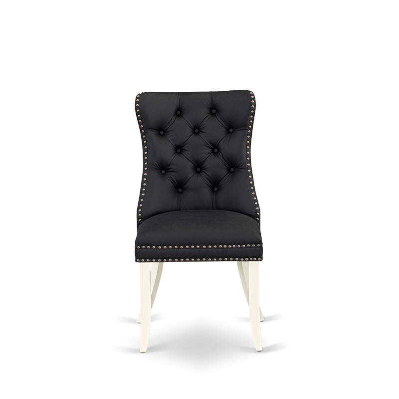 Pemberly Row Faux Leather Parson Dining Chair in Dark Gray (Set of 2)
