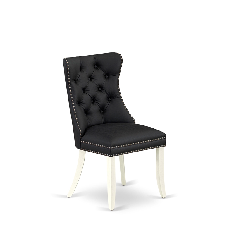 Pemberly Row Faux Leather Parson Dining Chair in Dark Gray (Set of 2)