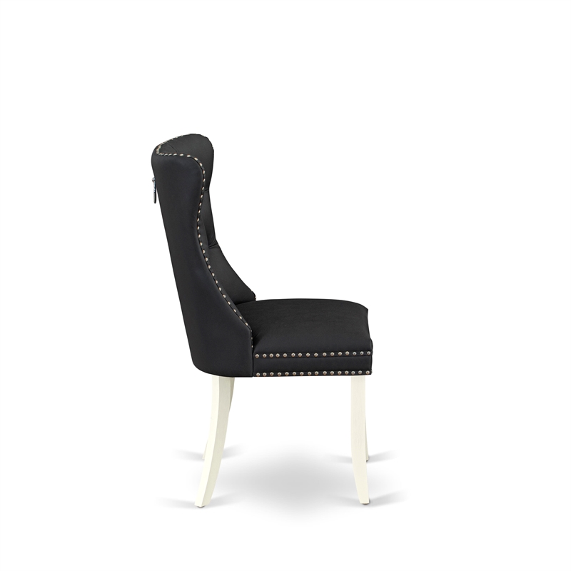 Pemberly Row Faux Leather Parson Dining Chair in Dark Gray (Set of 2)