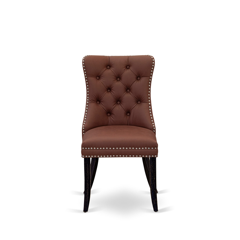 Pemberly Row Faux Leather Parson Dining Chair in Burgundy (Set of 2)