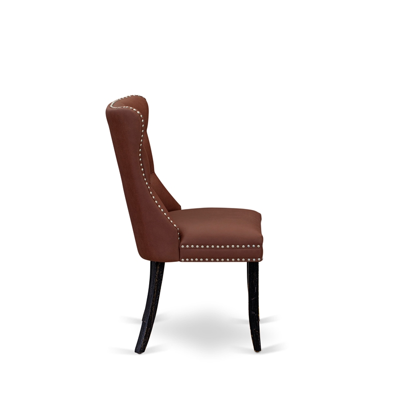 Pemberly Row Faux Leather Parson Dining Chair in Burgundy (Set of 2)