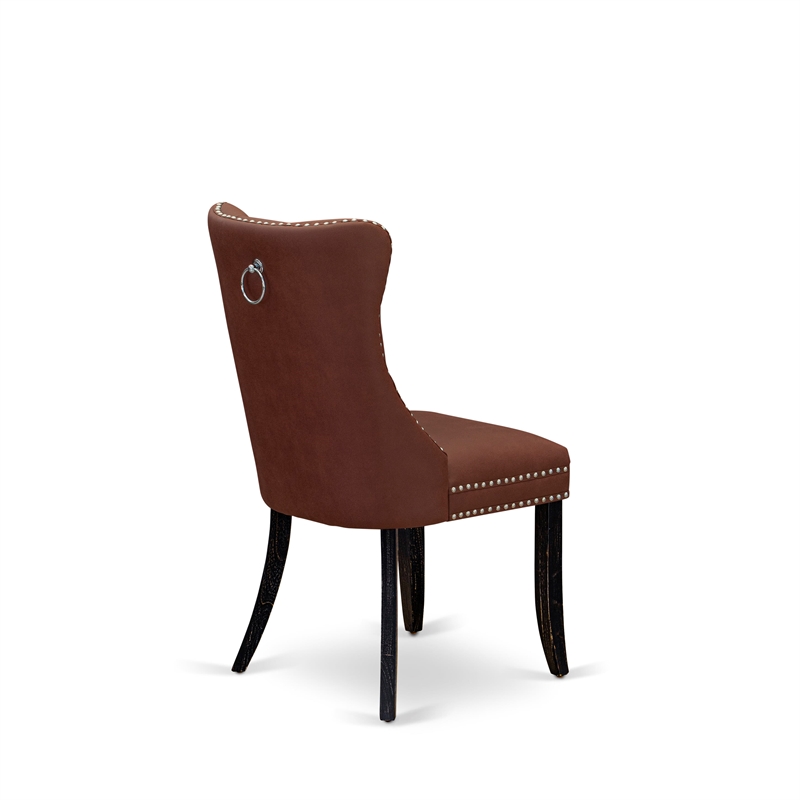 Pemberly Row Faux Leather Parson Dining Chair in Burgundy (Set of 2)
