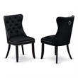 Pemberly Row Linen Fabric Parson Dining Chair in Black (Set of 2)