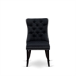 Pemberly Row Linen Fabric Parson Dining Chair in Black (Set of 2)