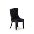 Pemberly Row Linen Fabric Parson Dining Chair in Black (Set of 2)