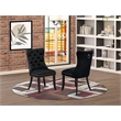 Pemberly Row Linen Fabric Parson Dining Chair in Black (Set of 2)