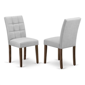 Pemberly Row Faux Leather Parson Dining Chair Light Gray Set of 2