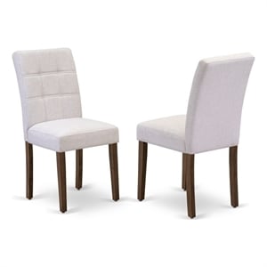Pemberly Row Linen Fabric Parson Dining Chair Mist Beige Set of 2