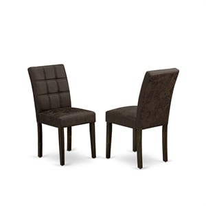 Pemberly Row Faux Leather Parson Dining Chair Black Textured Set of 2