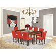 Pemberly Row 9-Piece Wood Dining Set with PU Leather Seats in Mahogany