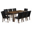 Pemberly Row 9-Piece Wood Dining Set in Jacobean Brown and Black