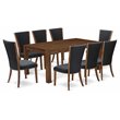 Pemberly Row 9-Piece Wood Dining Set in Antique Walnut and Black