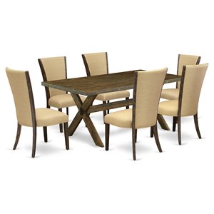 Pemberly Row 7-Piece Wood Dining Table Set in Jacobean Brown