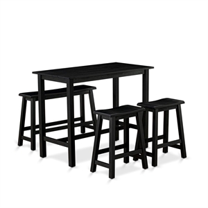 Pemberly Row 4-Piece Dining Set with Bench in Wire Brushed Black Finish