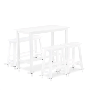 Pemberly Row 4-Piece Dining Room Set in Wire Brushed Bright White Finish