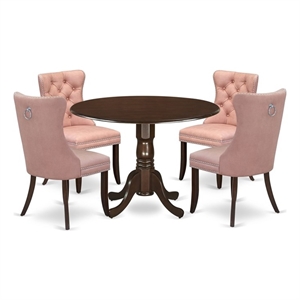 Pemberly Row 5-Piece Dining Room Set with Beige Red Faux Leather Upholstery