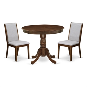 Pemberly Row 3-Piece Dining Set with Pedestal Table in Antique Walnut