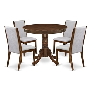 Pemberly Row 5-Piece Dining Set with Pedestal Table in Antique Walnut