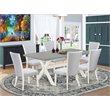 Pemberly Row Traditional Wood Dinette Set with 7 Pieces in White Finish