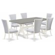 Pemberly Row Traditional Wood Dinette Set with 7 Pieces in White Finish