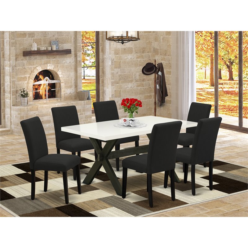 Pemberly Row Modern Wood Dinette Set with 7 Pieces in Black Finish