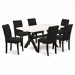 Pemberly Row Modern Wood Dinette Set with 7 Pieces in Black Finish