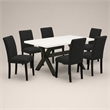 Pemberly Row Modern Wood Dinette Set with 7 Pieces in Black Finish