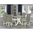 Pemberly Row 7-Piece Wood Dining Set with Upholstered Chairs in Dark Shitake