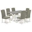 Pemberly Row 7-Piece Wood Dining Set with Upholstered Chairs in Dark Shitake